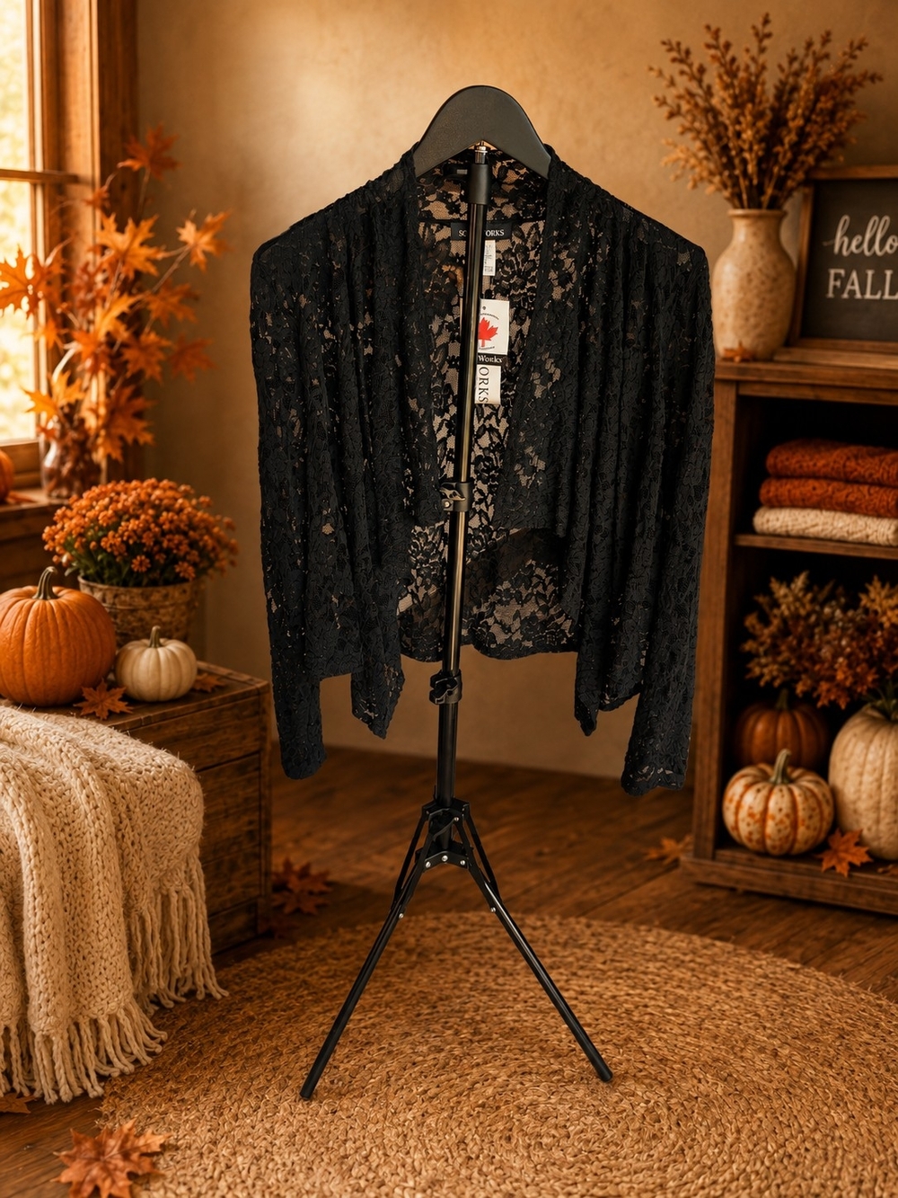 NWT Soft Works Black Lace Chemise - Black